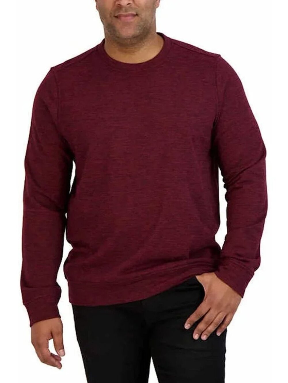 NEW Gerry Men's Dark Solid Textured Long Sleeve Crewneck Pullover Sweatshirt Top